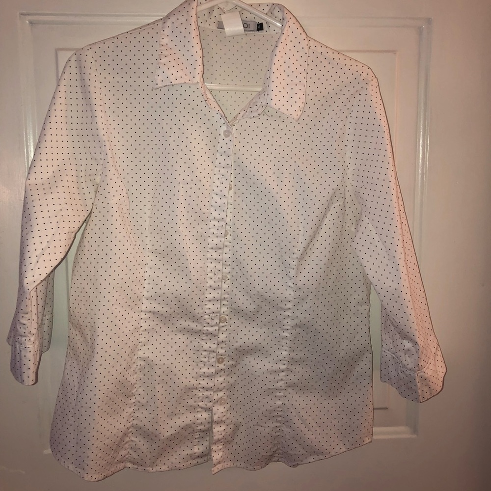 White cotton blouse with small polka pots